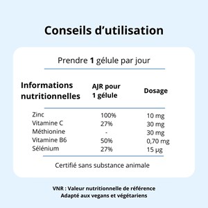 Zinc bisglycinate - immunité et peau