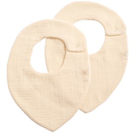 Lot de 2 bavoirs en double gaze de coton vanille