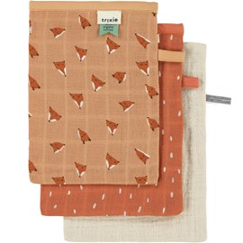 Lot de 3 gants de toilette en mousseline fierce fox