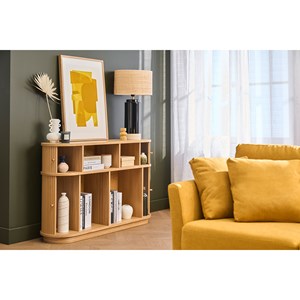 Console  en bois clair chêne avec portes coulissantes l120 cm epic