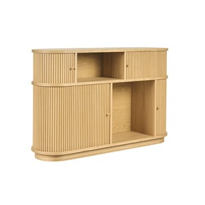 Console  en bois clair chêne avec portes coulissantes l120 cm epic