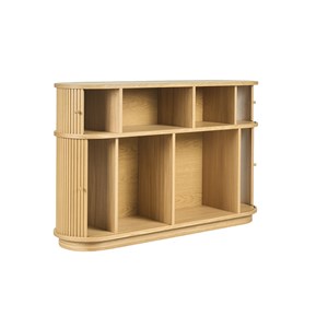 Console  en bois clair chêne avec portes coulissantes l120 cm epic