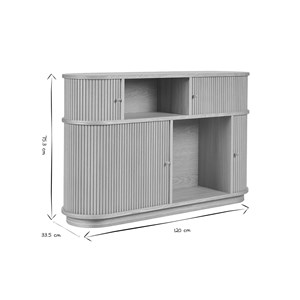 Console  en bois clair chêne avec portes coulissantes l120 cm epic