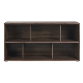 Bibliothèque basse finition bois foncé noyer l140 cm epure