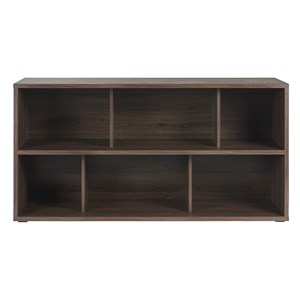 Bibliothèque basse finition bois foncé noyer l140 cm epure