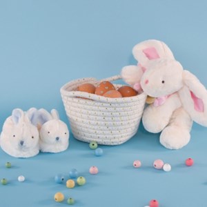 Coffret chaussons hochet mon tout petit lapin rose (0-6 mois)