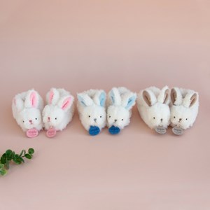 Coffret chaussons hochet mon tout petit lapin rose (0-6 mois)
