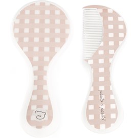 Brosse et peigne carrés vichy rose