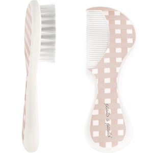 Brosse et peigne carrés vichy rose
