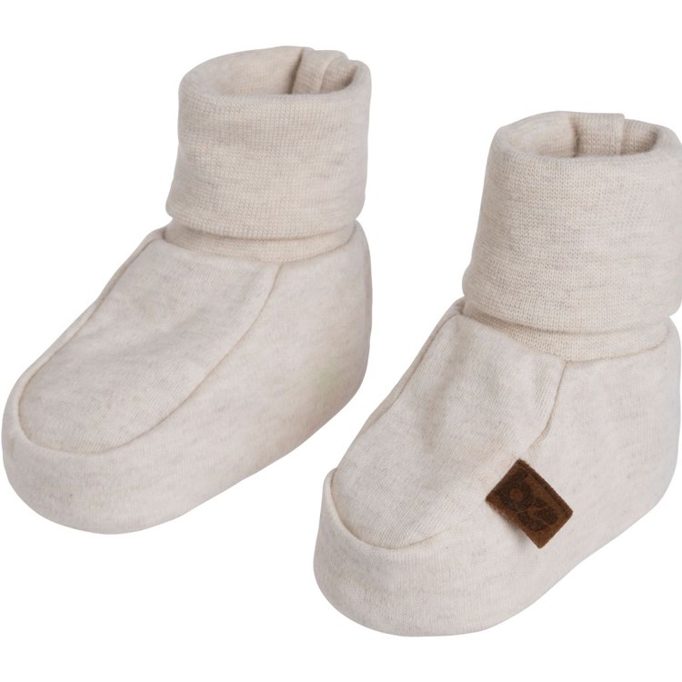 Chaussons bébé en coton bio melange warm linen (0-3 mois)
