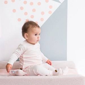 Chaussons bébé en coton bio melange warm linen (0-3 mois)