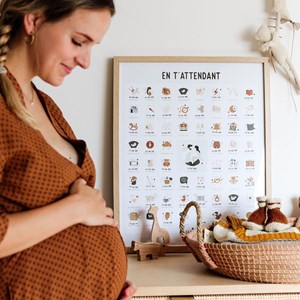 Affiche en t’attendant originale claire maman - papa (40 x 50 cm)