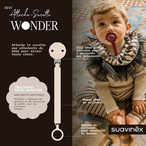 Attache sucette en silicone wonder mauve chalk