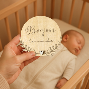 Carte en bois - bonjour le monde