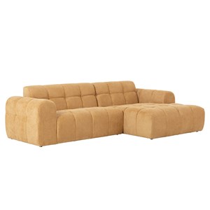 Salford canapé d'angle 3-4 places nuage en velours moutarde