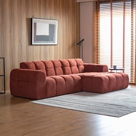Salford canapé d'angle 3-4 places nuage en velours terracotta