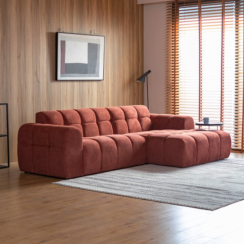 Salford canapé d'angle 3-4 places nuage en velours terracotta