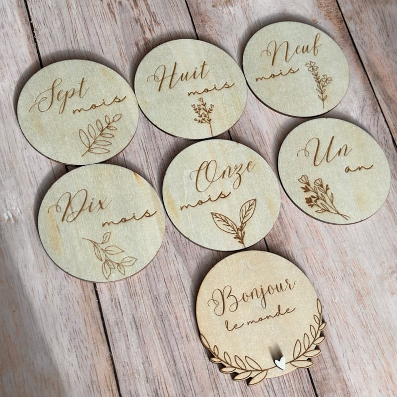 Cartes étapes en bois mois par mois - forme ronde (Mawen Materne) - Image 2