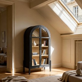 Vitrine noire bois de orme