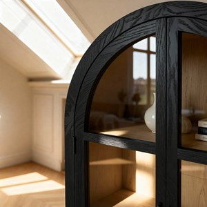 Vitrine noire bois de orme