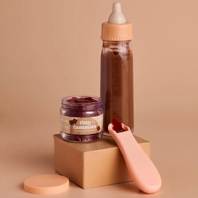 Coffret repas petit pot et biberon magiques pour poupée chocolat