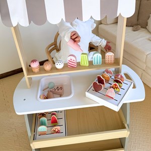 Marchande enfant +3 - chariot à glaces en bois - accessoires - soutien motricité