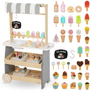 Marchande enfant +3 - chariot à glaces en bois - accessoires - soutien motricité