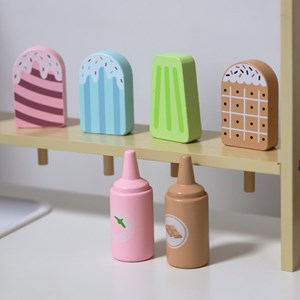 Marchande enfant +3 - chariot à glaces en bois - accessoires - soutien motricité