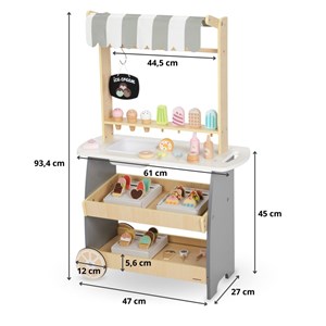 Marchande enfant +3 - chariot à glaces en bois - accessoires - soutien motricité