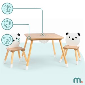 Table et 2 chaises enfant, espace de travail & jeux avec un panier de rangement