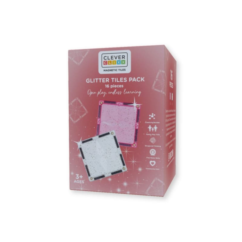 Glitter tiles pack transparent rose – 16 pièces