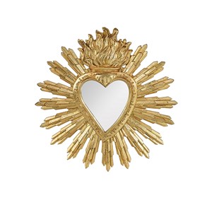 Miroir coeur ex-voto grand modèle doré