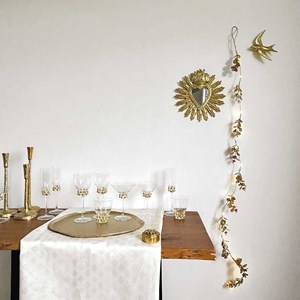 Miroir coeur ex-voto grand modèle doré