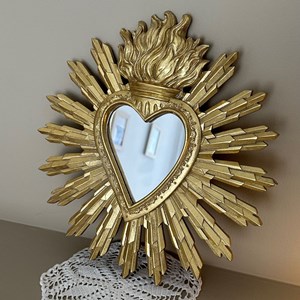 Miroir coeur ex-voto grand modèle doré