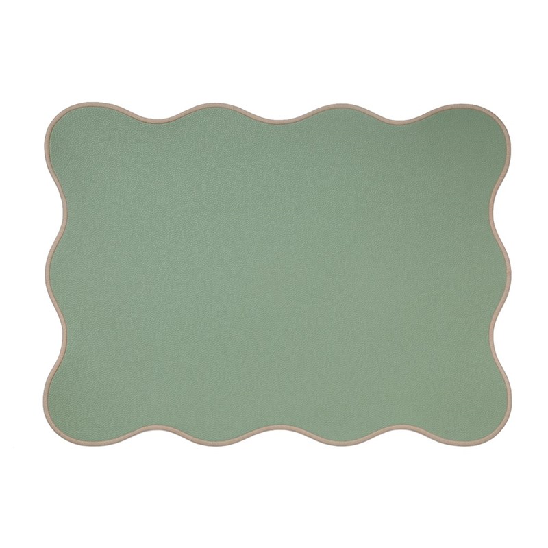 Set de table rectangle juliette vert bordure beige 33 x 45cm