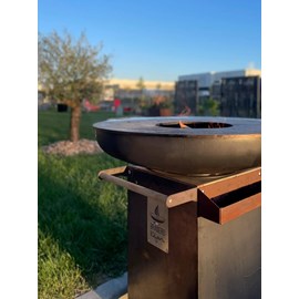 Poignée en chêne pour meuble brasero en corten