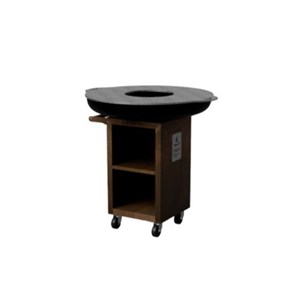 Brasero ø100cm sur meuble en corten