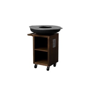 Brasero ø80cm sur meuble en corten