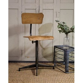 Chaise d'atelier en métal et bois n°880