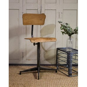 Chaise d'atelier en métal et bois n°880