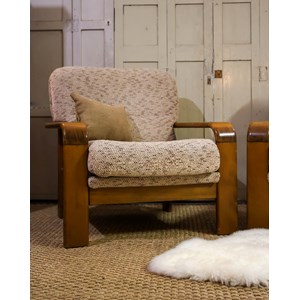 Paire de fauteuils en bois et laine n°4