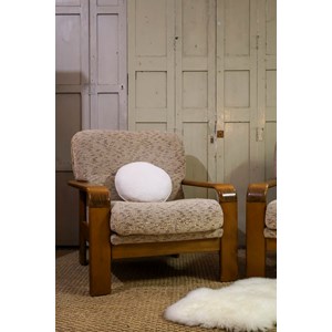 Paire de fauteuils en bois et laine n°4