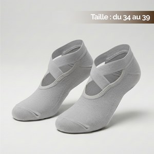8 paires chaussettes antidérapantes yoga gris