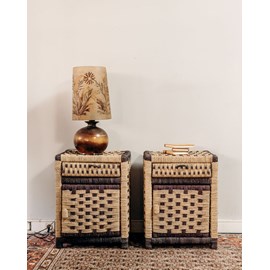 Paire de chevets en osier bicolore n°652