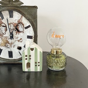 Maison déco lumineuse rayures vert