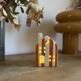 Maison déco lumineuse rayures orange led à piles