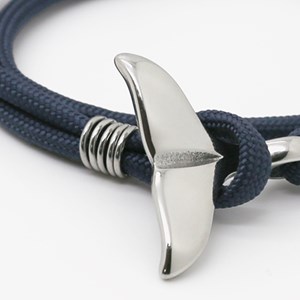 Bracelet marin homme - baleine corde bleu m