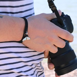 Bracelet corde baleine homme marin noir