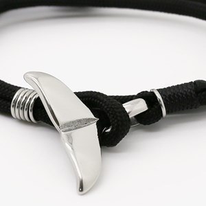 Bracelet corde baleine homme marin noir