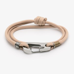 Bracelet homme escalade mousqueton beige